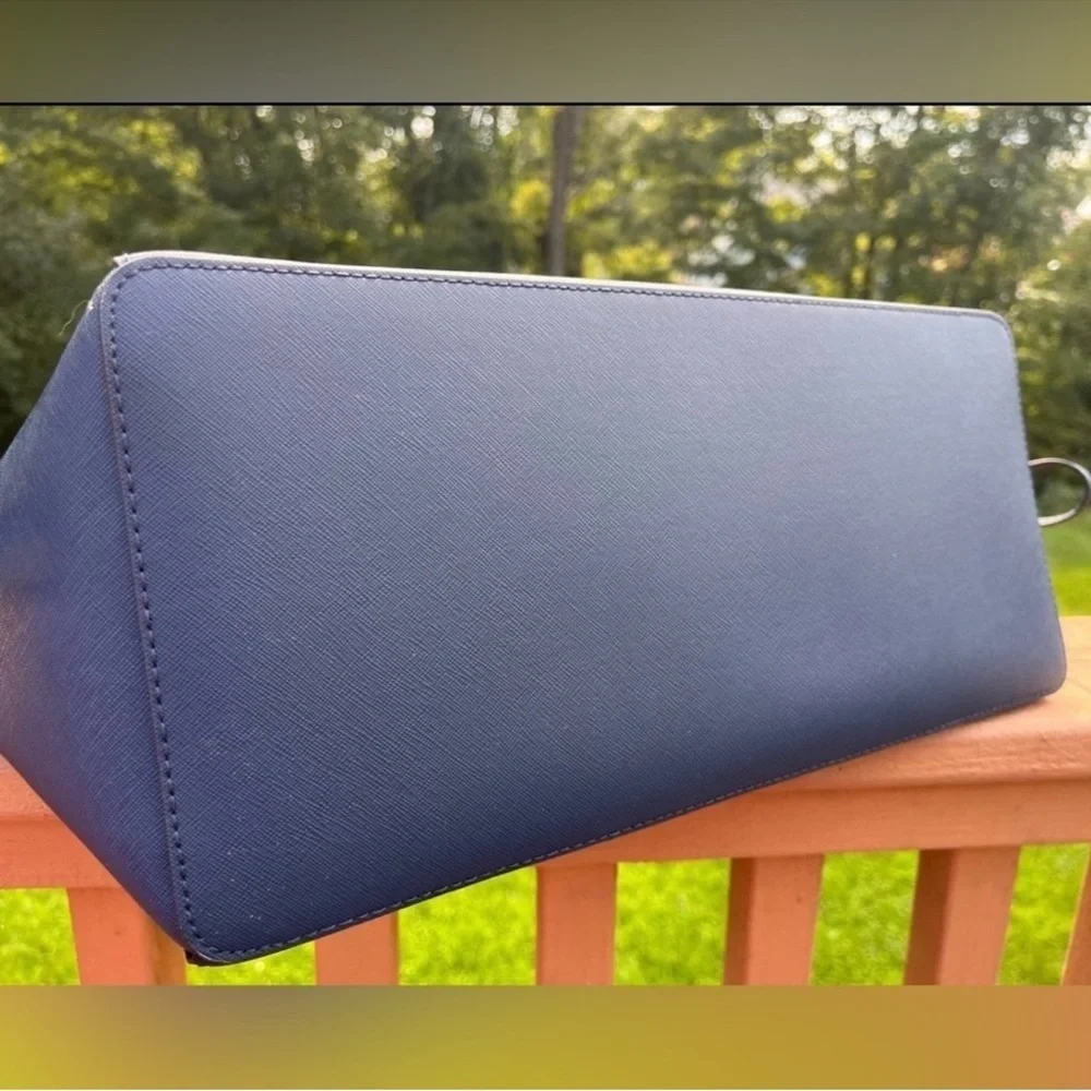 Michael Kors Gilly Large Tote & Continental Wallet Set Navy Saffiano Leather NWT